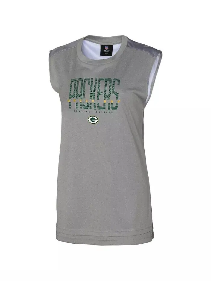 Женская серая майка Green Bay Packers No Sweat Outerstuff — изображение 3 из 3
