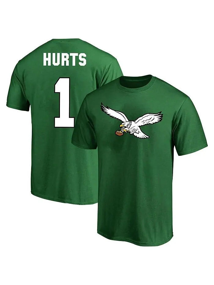 Мужская футболка с логотипом Jalen Hurts Kelly Green Philadelphia Eagles Big and Tall Throwback с — изображение 1 из 3