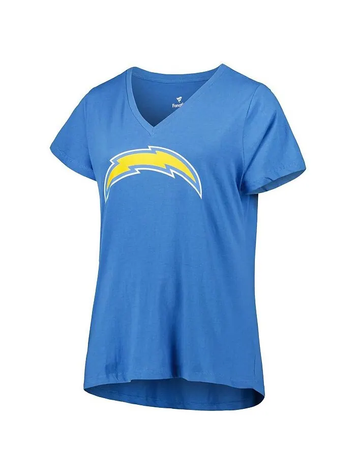 Женская фирменная футболка Justin Herbert Powder Blue Los Angeles Chargers размера плюс с именем и — изображение 3 из 3
