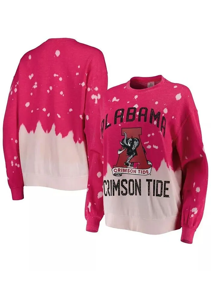 Женский пуловер с выцветшим рисунком Crimson Alabama Crimson Tide Twice As Nice Gameday Couture — изображение 1 из 2