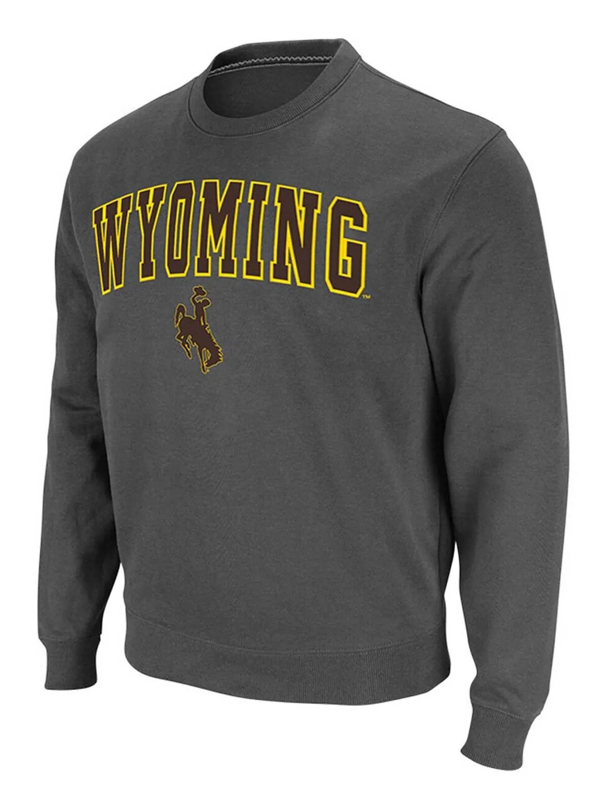 Мужская темно-серая футболка wyoming cowboys arch & logo tackle twill pullover sweatshirt Colosseum — изображение 2 из 6