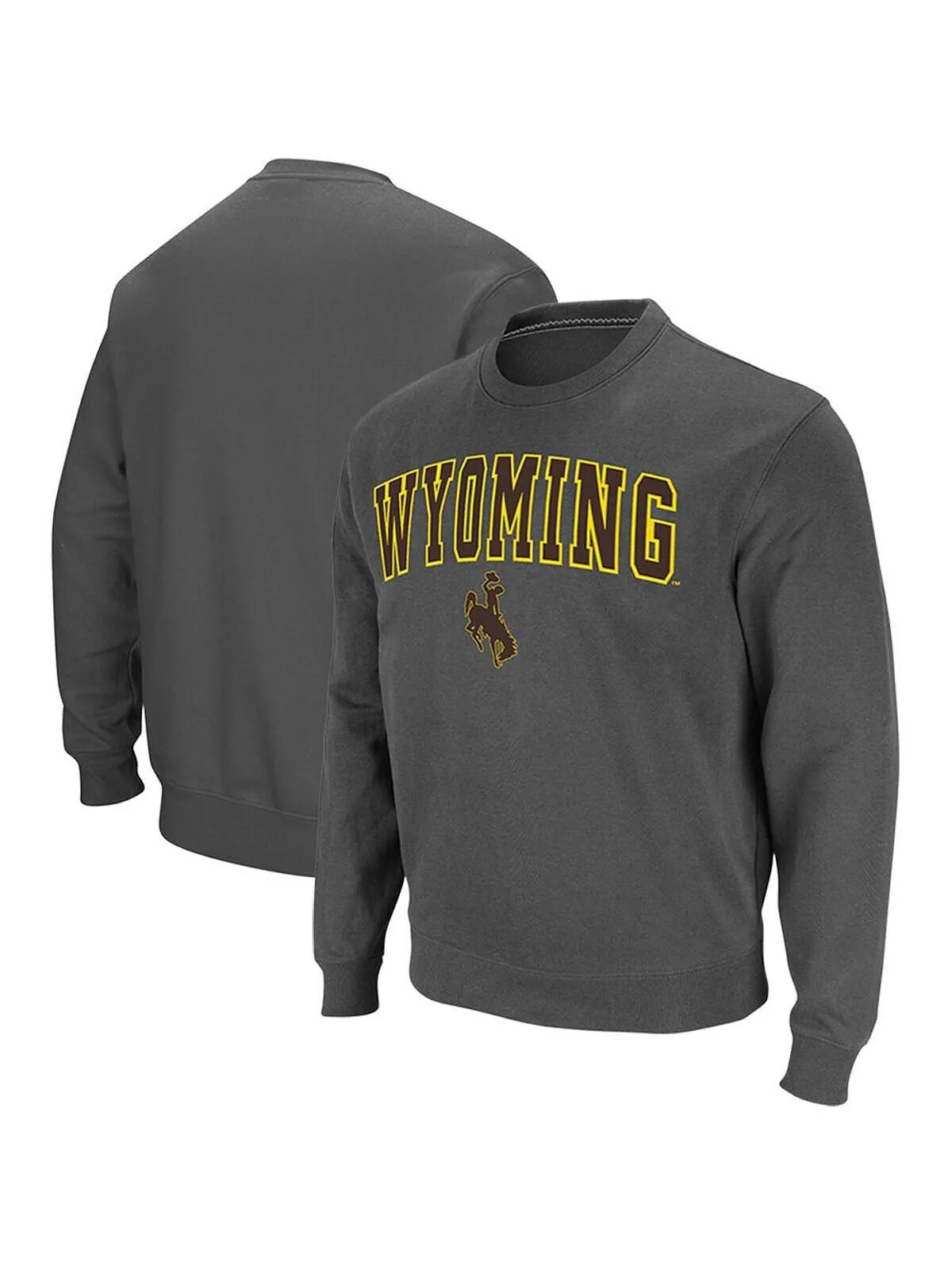 Мужская темно-серая футболка wyoming cowboys arch & logo tackle twill pullover sweatshirt Colosseum — изображение 4 из 6