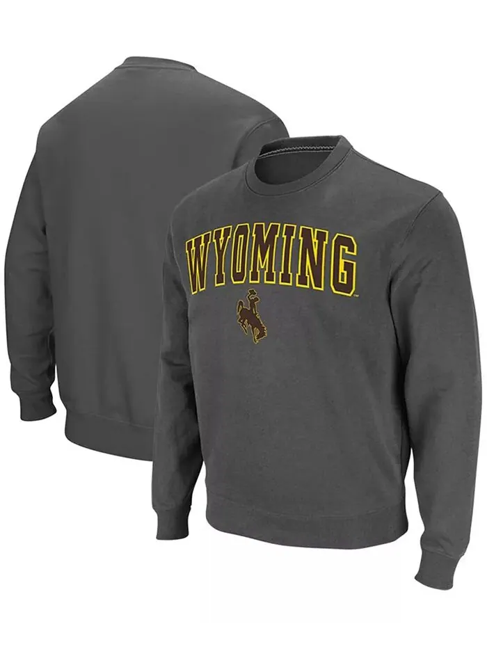 Мужская толстовка-пуловер из твила с логотипом Wyoming Cowboys Arch & Logo Tackle цвета древесного — изображение 1 из 6