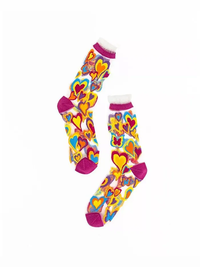 Женские прозрачные носки с оборками Y2K Hearts Sock Candy