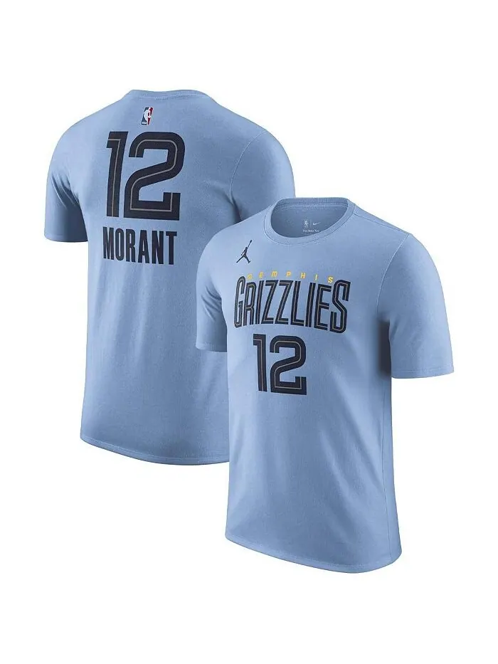 Голубая мужская футболка бренда Ja Morant Memphis Grizzlies 2022/23 Statement Edition с именем и