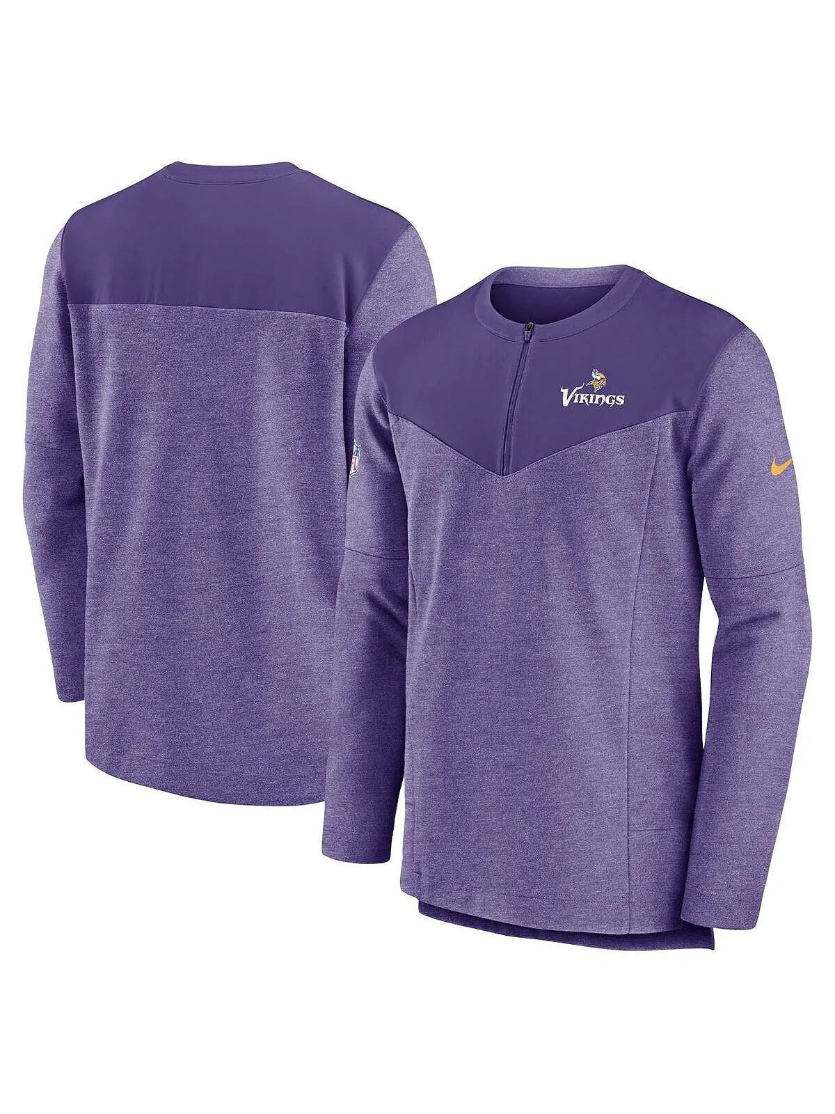 Мужская фиолетовая футболка с молнией четверти Minnesota Vikings Sideline Lockup Performance Nike — изображение 1 из 3