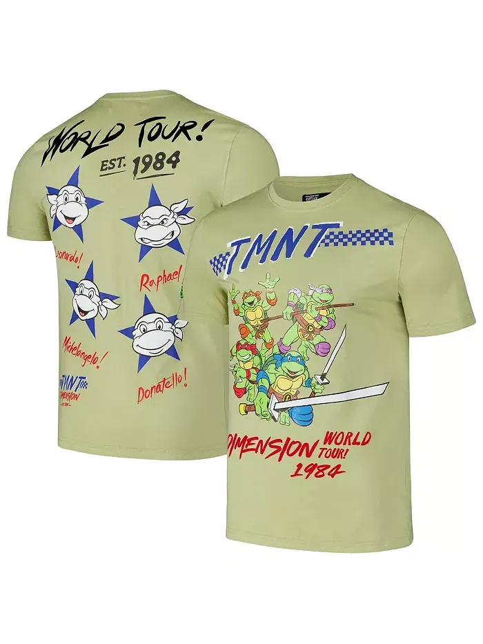 Мужская футболка Teenage Mutant Ninja Turtles Dimension World Tour 1984 зеленого цвета Freeze Max — изображение 1 из 3