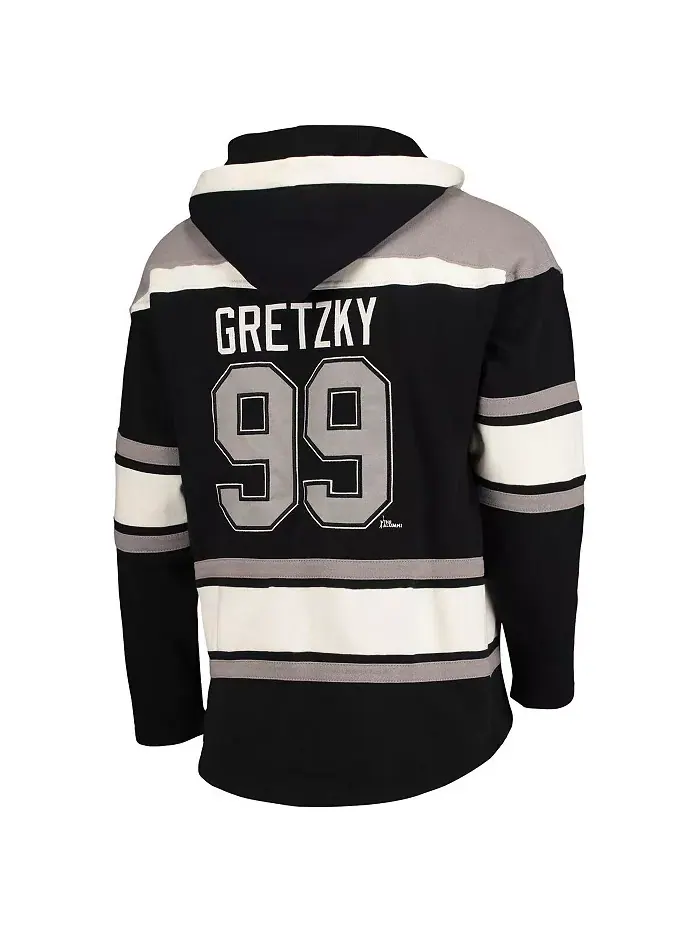 Мужская черная толстовка с капюшоном на шнурках Los Angeles Kings с именем и номером Уэйна Гретцки — изображение 3 из 4