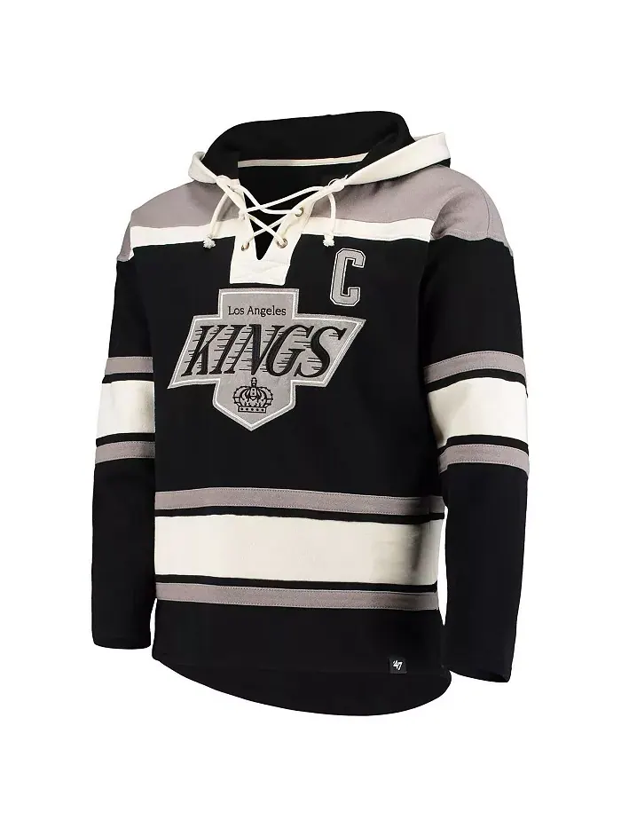 Мужская черная толстовка с капюшоном на шнурках Los Angeles Kings с именем и номером Уэйна Гретцки — изображение 4 из 4
