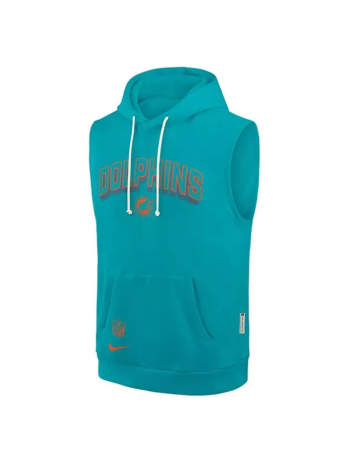 Мужская толстовка Aqua Miami Dolphins Sideline Performance без рукавов с капюшоном Nike — изображение 2 из 3
