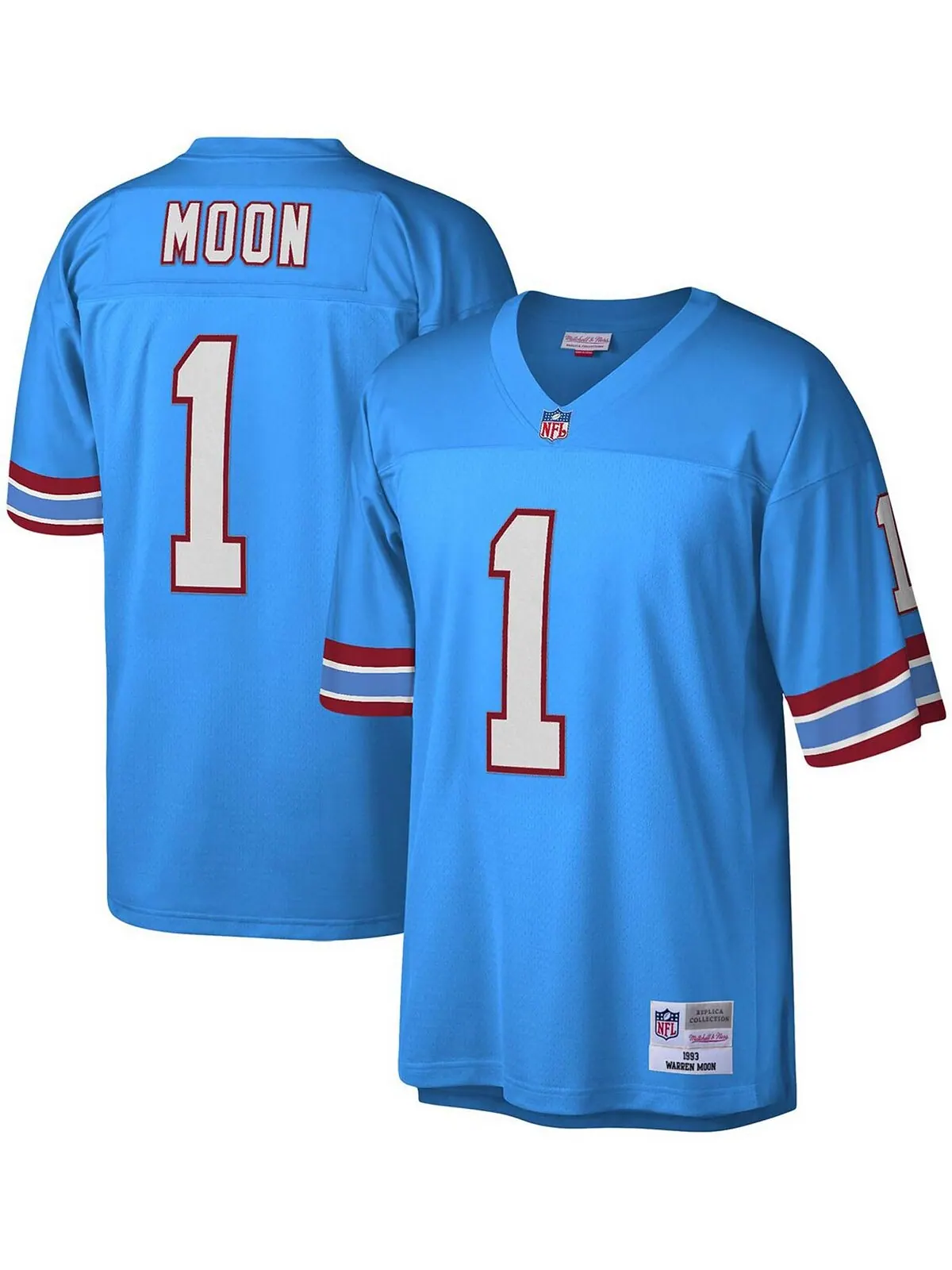 Мужская футболка Хьюстон Ойлерз Legacy Replica - Уоррен Мун Mitchell & Ness — изображение 1 из 3, светлый синий