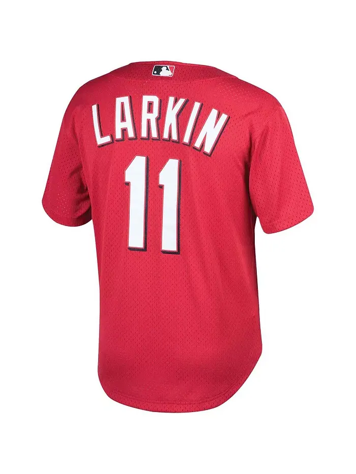 Мужская бейсбольная майка Barry Larkin в красном цвете Cincinnati Throwback Reds Cooperstown Mesh — изображение 2 из 3