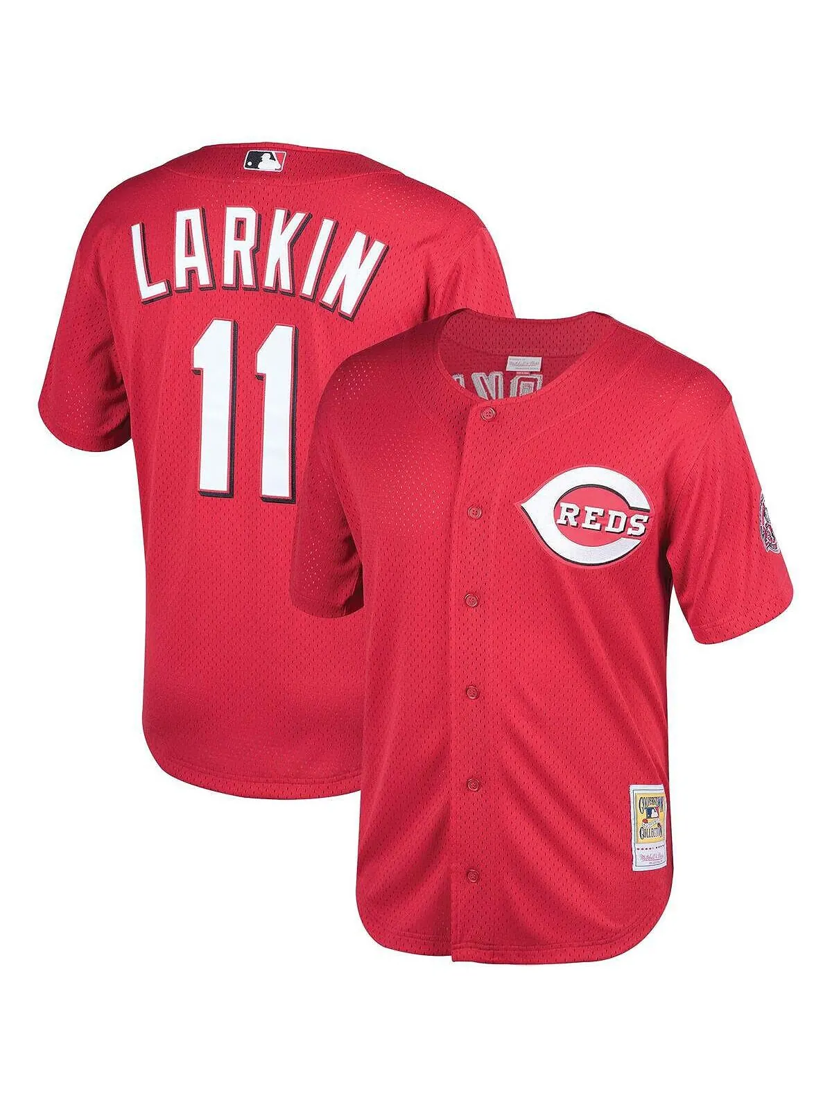 Мужская футболка barry larkin red cincinnati throwback reds cooperstown mesh batting practice — изображение 1 из 3, красный