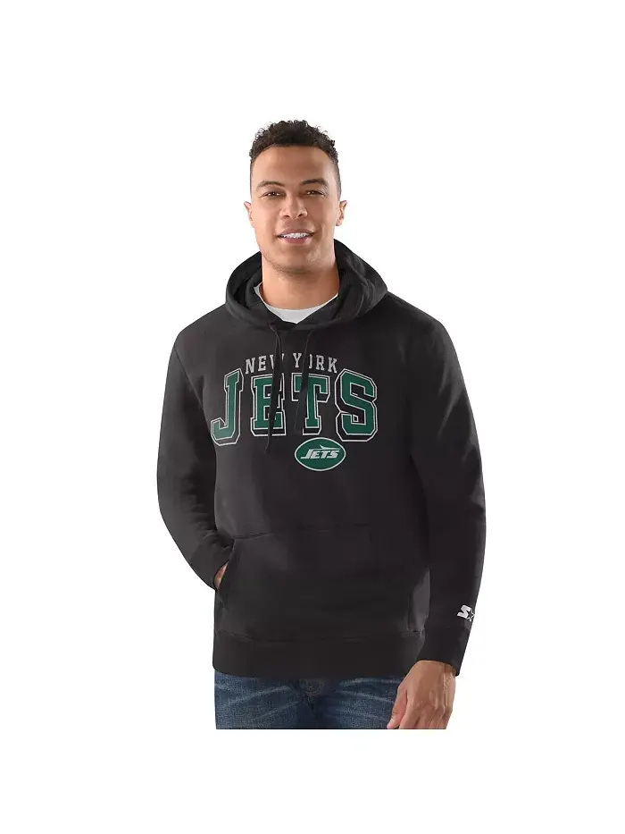 Мужская серая толстовка с капюшоном New York Jets Vintage Starter — изображение 1 из 2