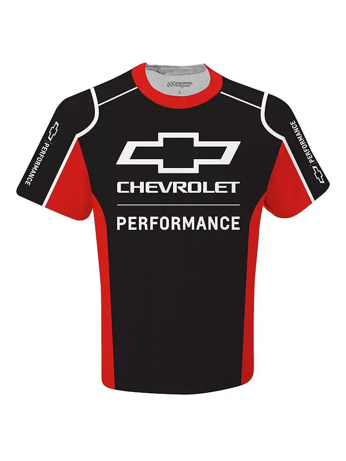 Мужская черная футболка Chevrolet Uniform Checkered Flag Sports — изображение 2 из 3