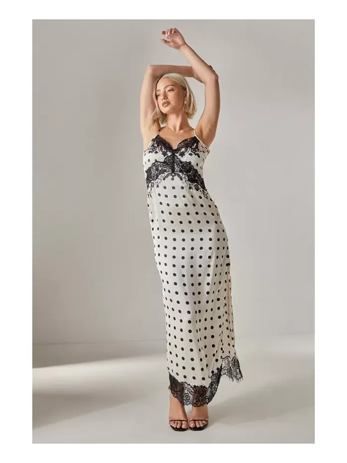 Женское атласное платье макси с кружевной отделкой Nasty Gal — изображение 1 из 7