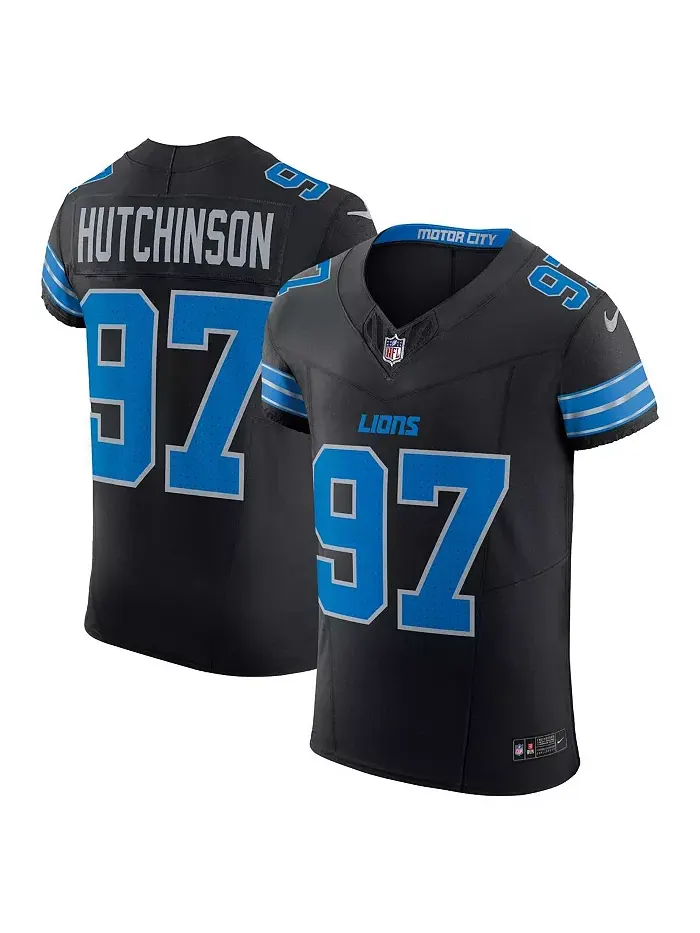 Мужская черная альтернативная элитная джерси Detroit Lions Aidan Hutchinson Vapor F.U.S.E Nike — изображение 1 из 3