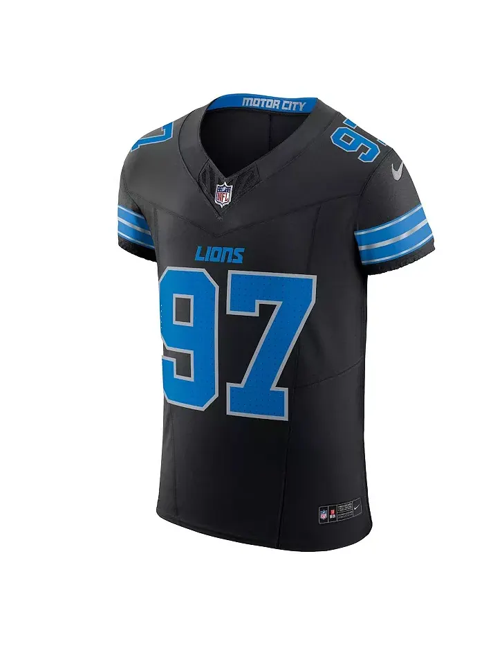 Мужская черная альтернативная элитная джерси Detroit Lions Aidan Hutchinson Vapor F.U.S.E Nike — изображение 2 из 3