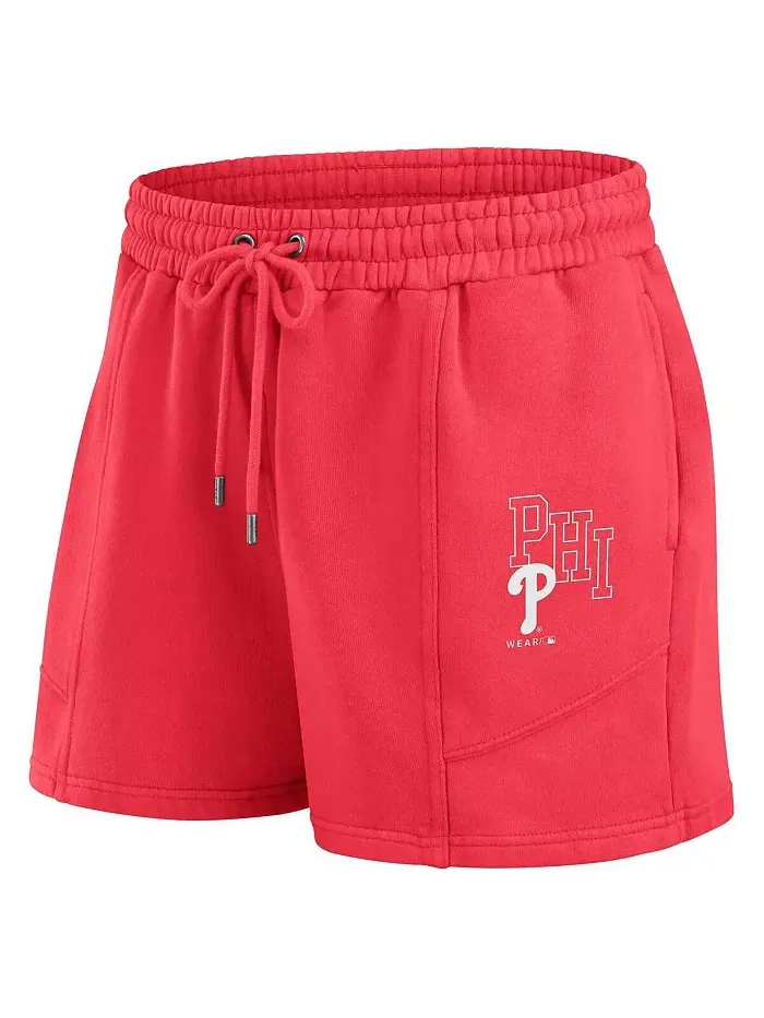 Женский красный комплект одежды Philadelphia Phillies из выстиранного флиса с толстовкой и шортами — изображение 5 из 5