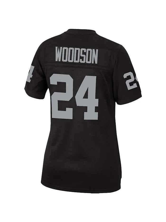 Женская черная футболка команды Charles Woodson Las Vegas Raiders Legacy Replica Team Mitchell & — изображение 3 из 3, черный