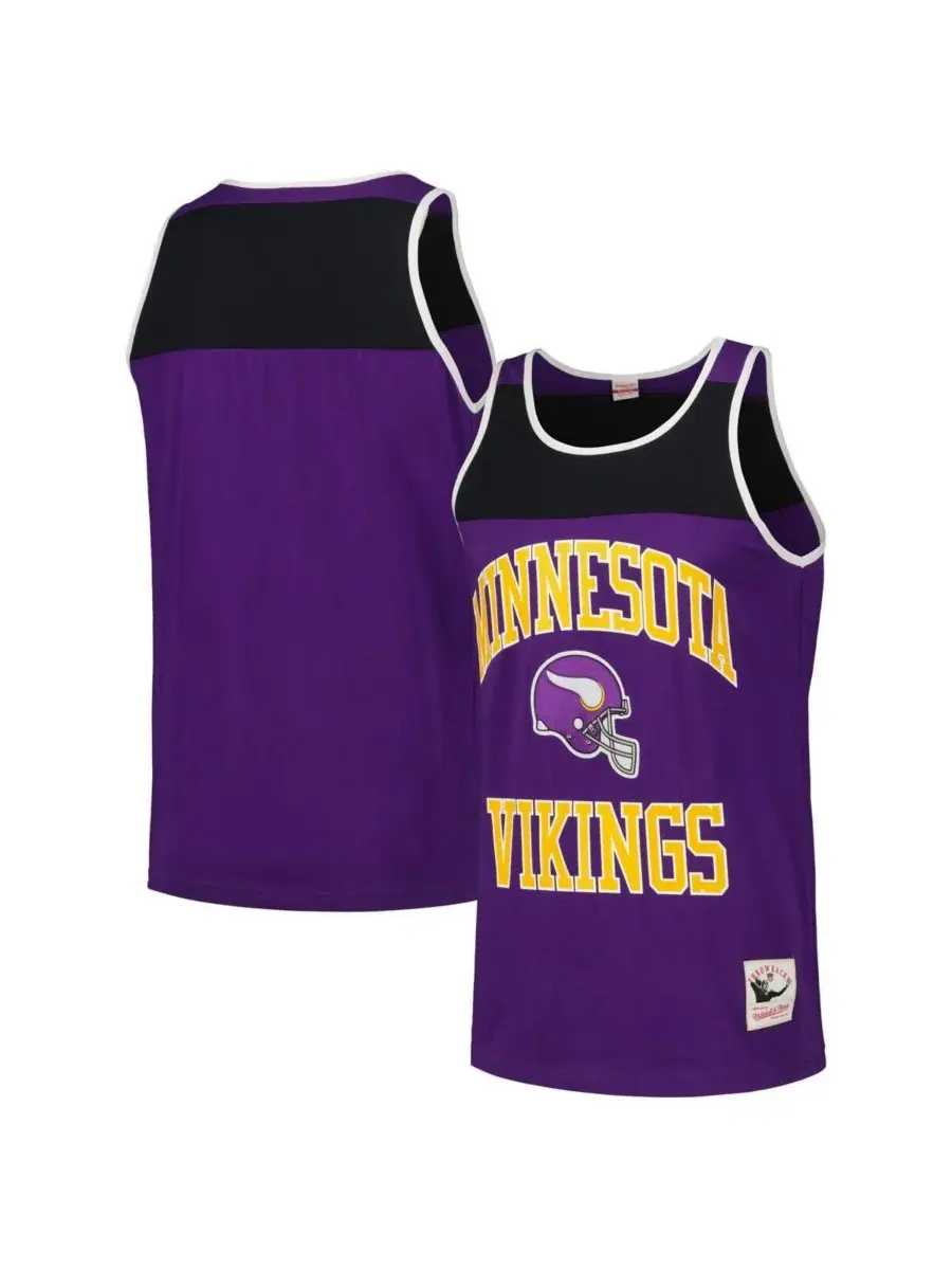 Mitchell & Ness Мужская фиолетово-черная майка Minnesota Vikings Heritage Colorblock