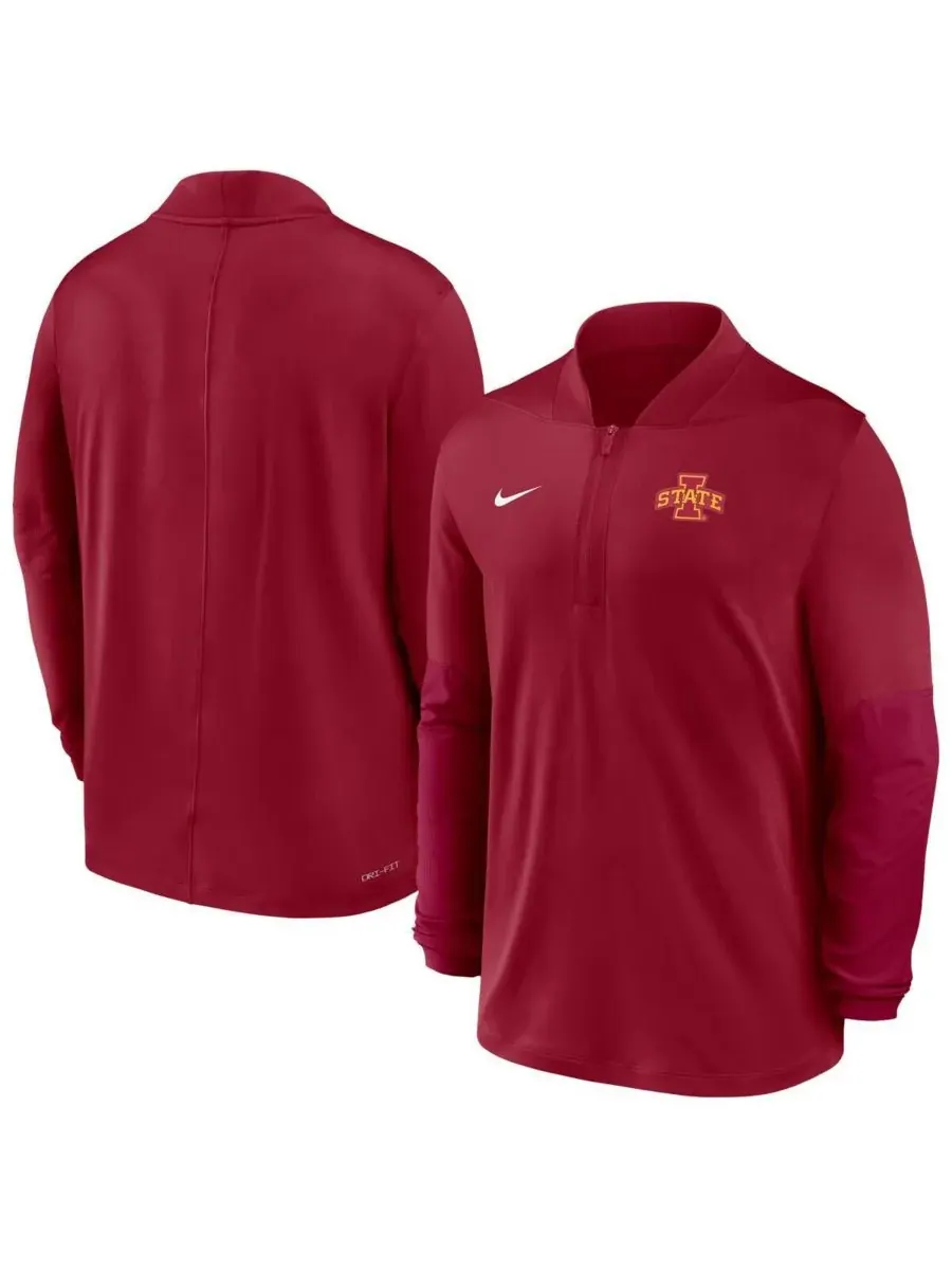 Мужская толстовка Cardinal Iowa State Cyclones Dri-FIT с застежкой-молнией до середины груди Nike — изображение 1 из 3