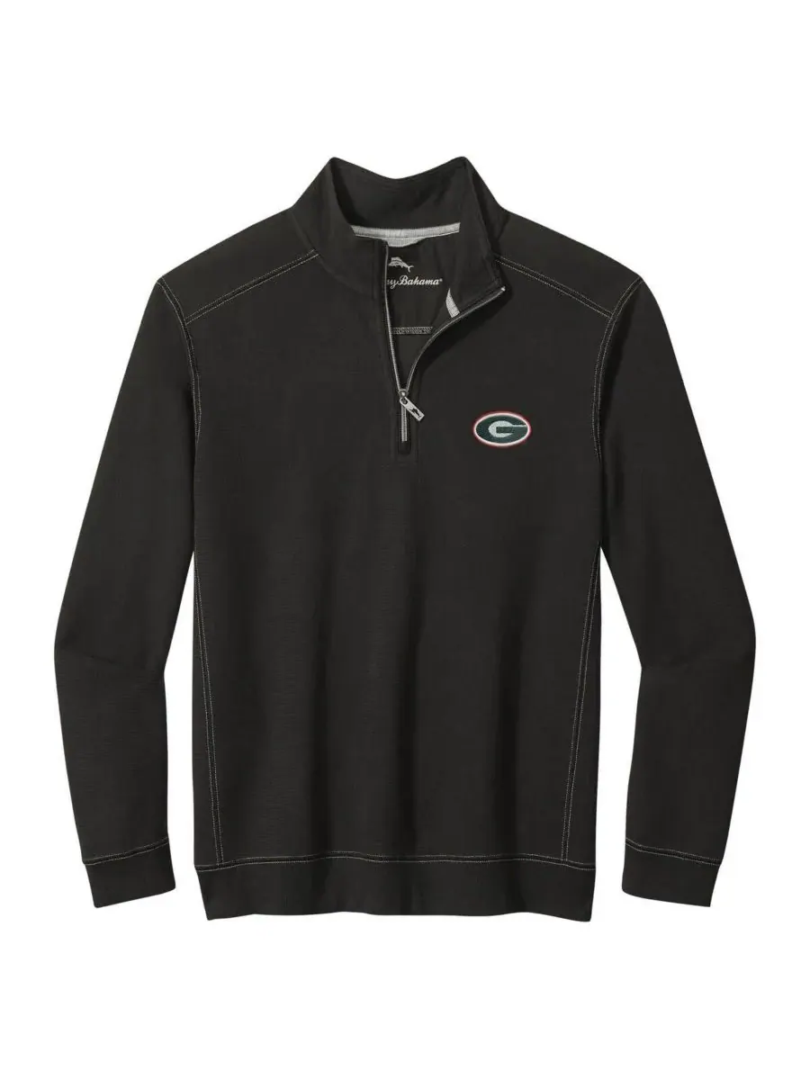 Tommy Bahama Мужская черная куртка с половинной молнией Georgia Bulldogs Montego Bay — изображение 2 из 3, черный