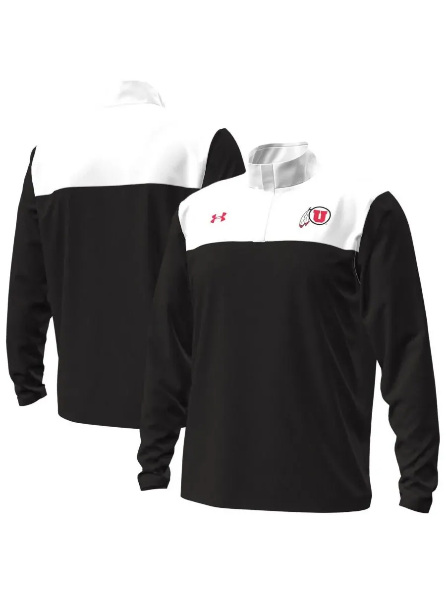 Under Armour Мужская черно-белая толстовка Utah Utes зеленого цвета с застежкой-молнией до середины — изображение 1 из 3