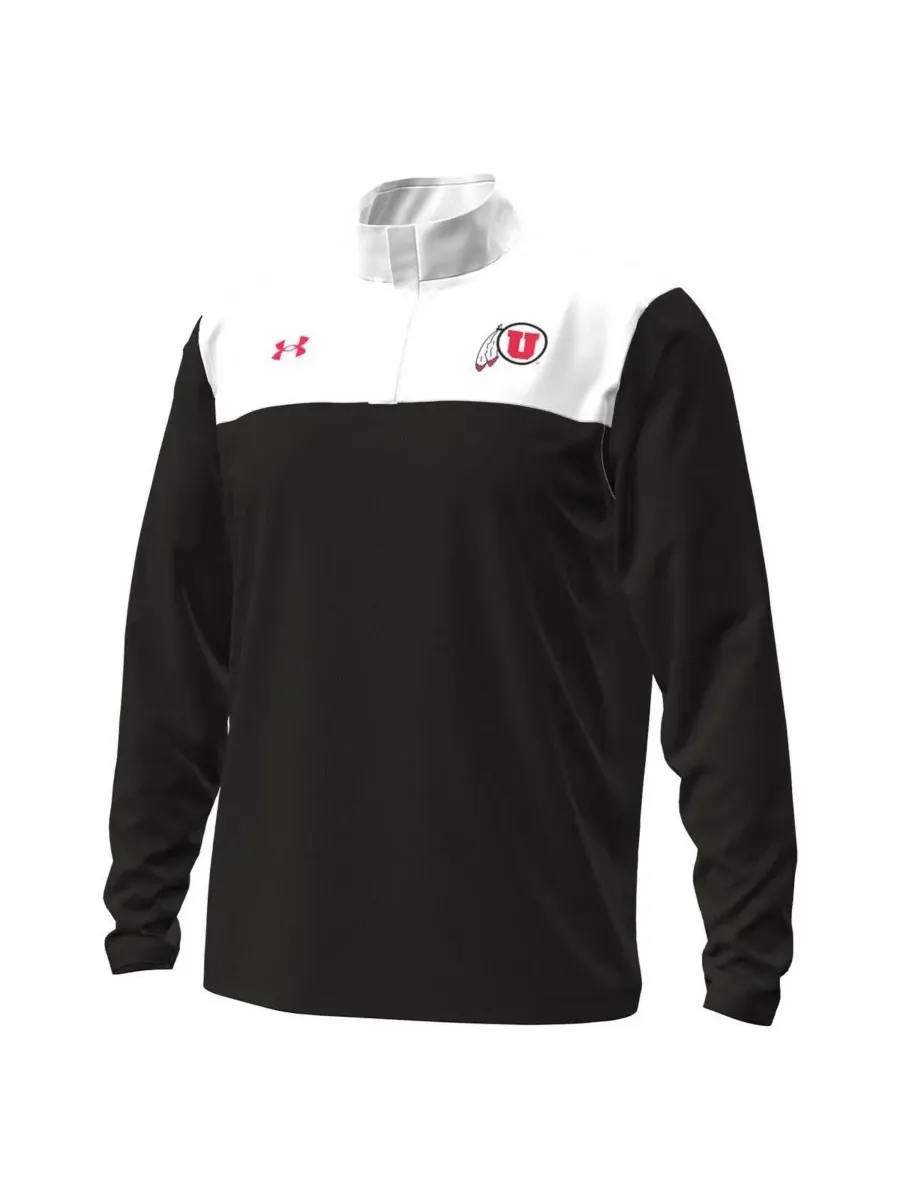 Under Armour Мужская черно-белая толстовка Utah Utes зеленого цвета с застежкой-молнией до середины — изображение 2 из 3