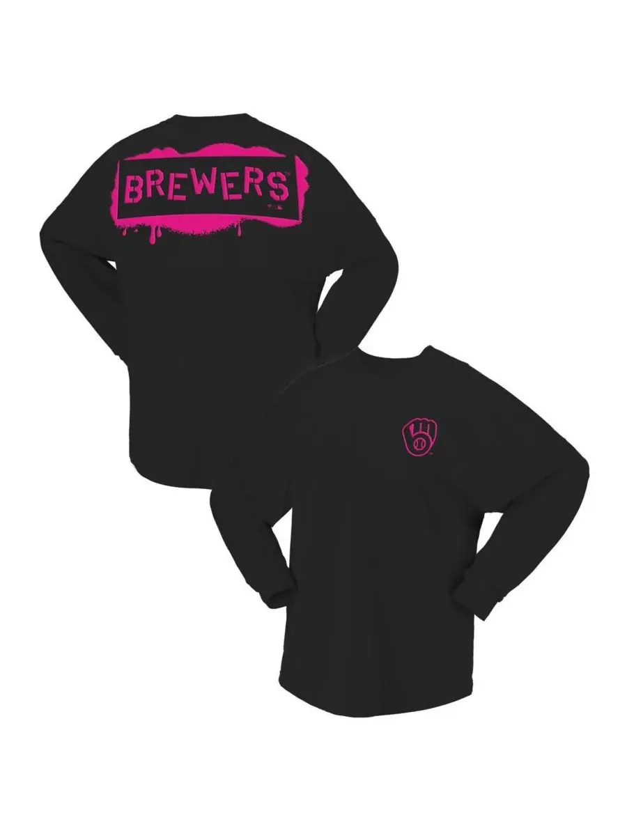 Fanatics Женская черная неоновая футболка с длинными рукавами Milwaukee Brewers — изображение 1 из 3, черный