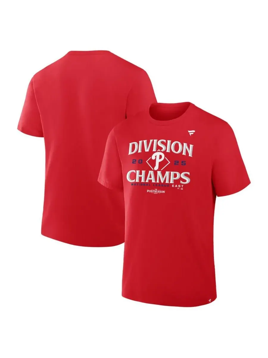 Fanatics Мужская красная футболка Philadelphia Phillies 2025 NL East Division Champions Locker Room — изображение 1 из 3