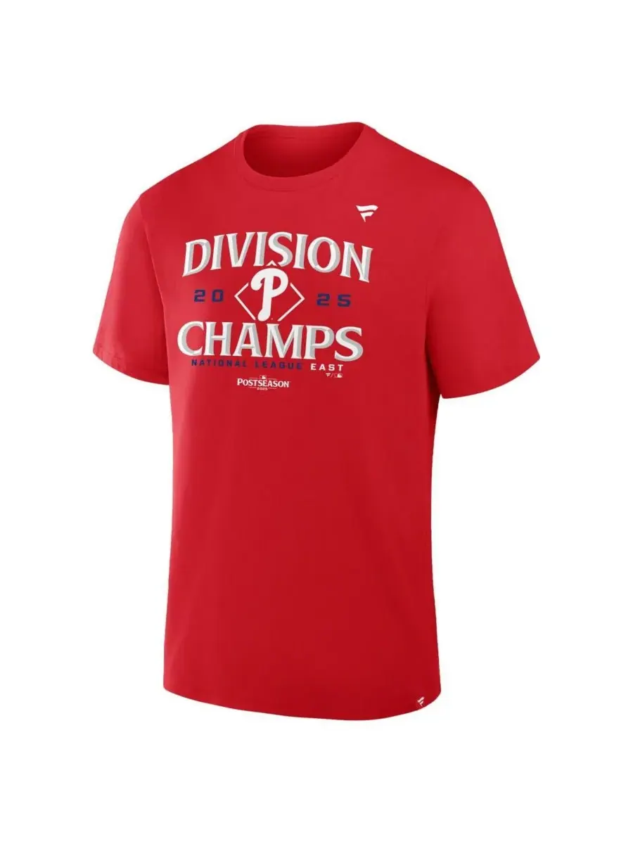 Fanatics Мужская красная футболка Philadelphia Phillies 2025 NL East Division Champions Locker Room — изображение 2 из 3