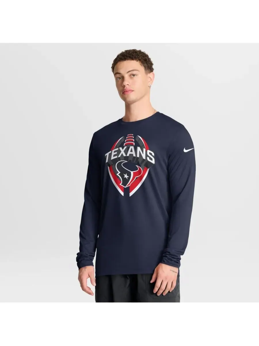 Nike Мужская темно-синяя футболка с длинным рукавом Houston Texans Primetime Legend Icon Performance — изображение 1 из 3