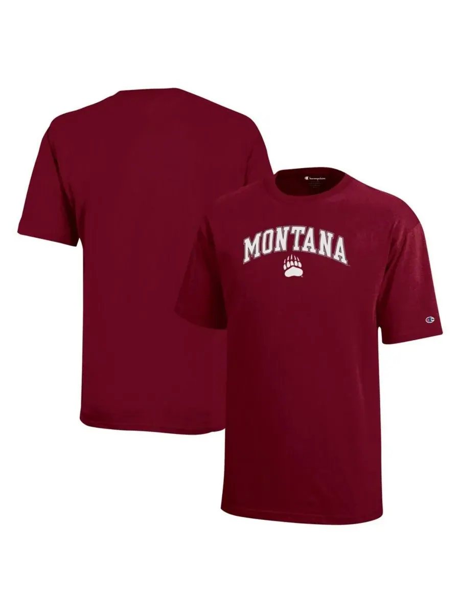 Champion Футболка бордового цвета с логотипом команды Montana Grizzlies "Арка над логотипом" для — изображение 1 из 3