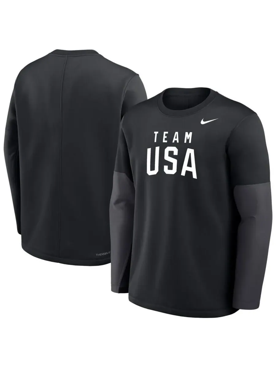 Nike Мужская черная футболка с длинным рукавом Team USA Coaches Therma-FIT — изображение 1 из 3, черный