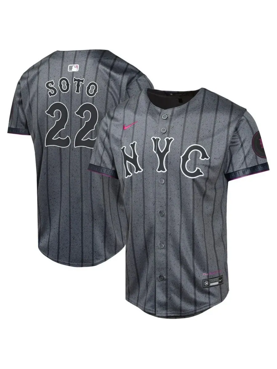 Футболка Big Boys and Girls Хуана Сото Грея New York Mets City Connect Limited Jersey Nike — изображение 1 из 3, серый