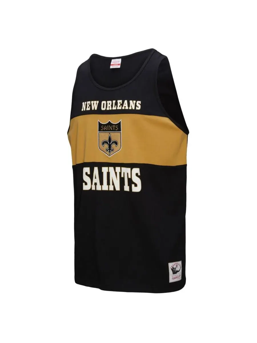 Mitchell & Ness Мужская черная майка New Orleans Saints в стиле ретро с цветными блоками — изображение 3 из 3, черный