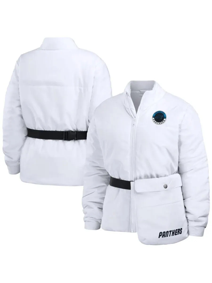 WEAR by Erin Andrews Женская белая пуховая куртка Carolina Panthers Packaway на молнии — изображение 1 из 4, белый