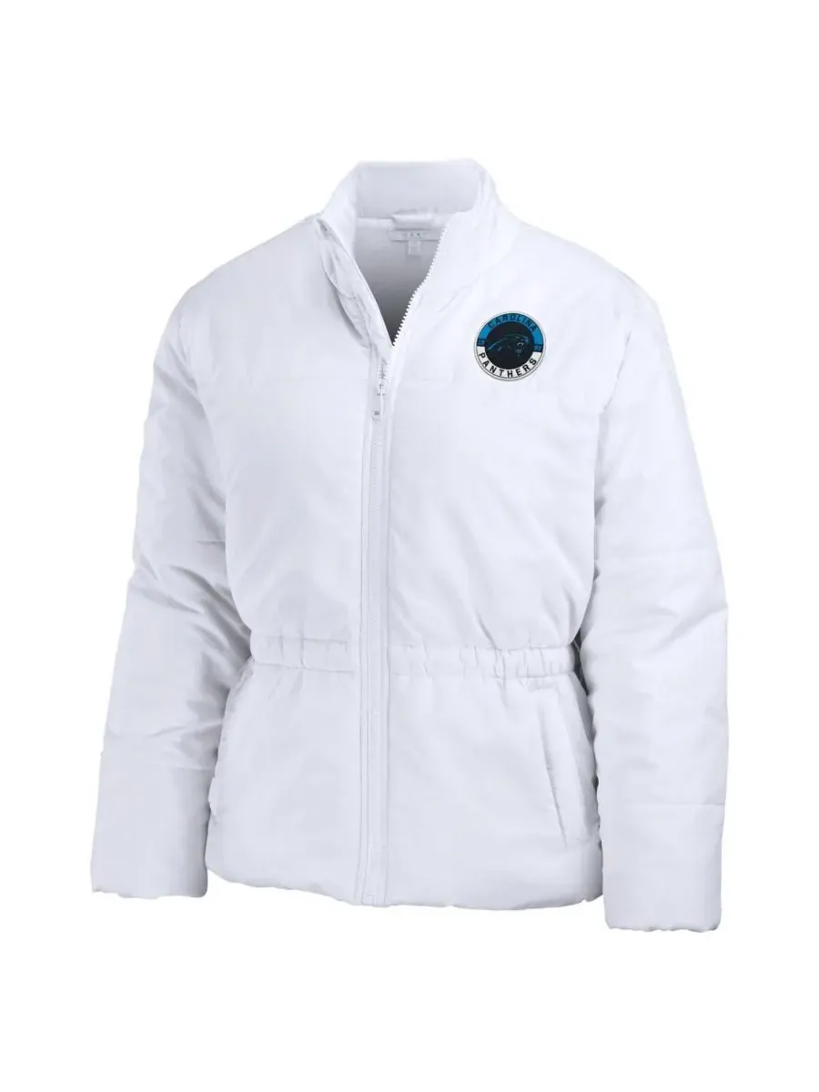 WEAR by Erin Andrews Женская белая пуховая куртка Carolina Panthers Packaway на молнии — изображение 3 из 4, белый