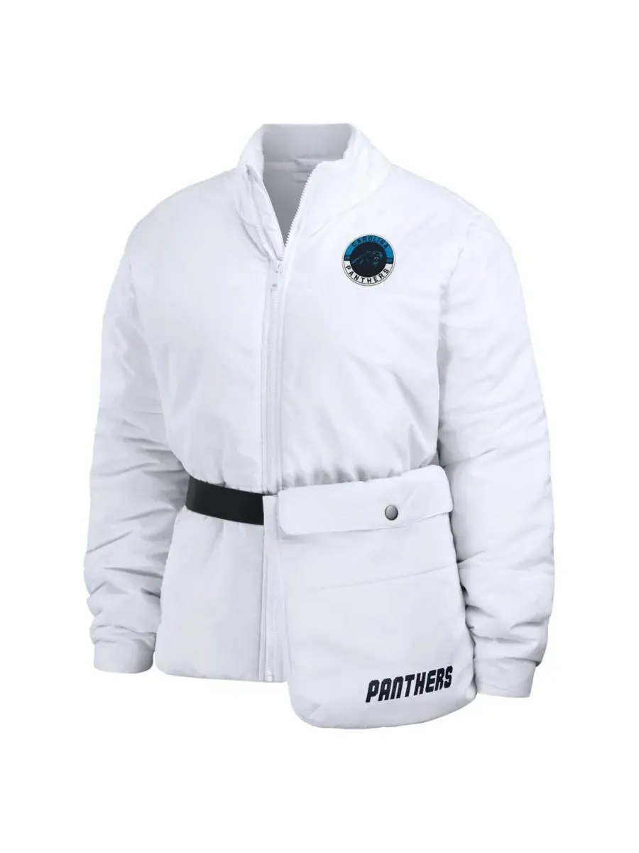 WEAR by Erin Andrews Женская белая пуховая куртка Carolina Panthers Packaway на молнии — изображение 4 из 4, белый