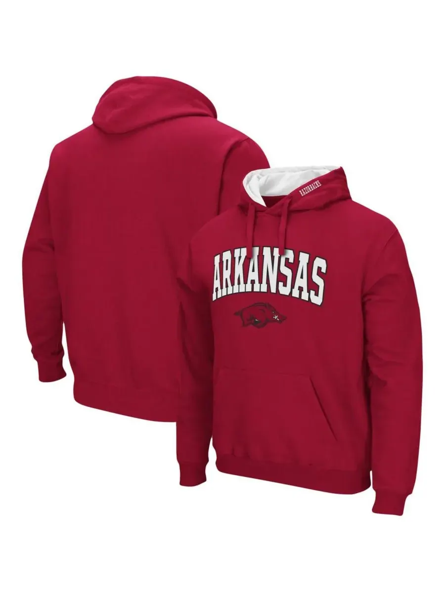 Мужская толстовка с капюшоном Arkansas Razorbacks Arch and Logo 3.0 Colosseum — изображение 1 из 5, красный