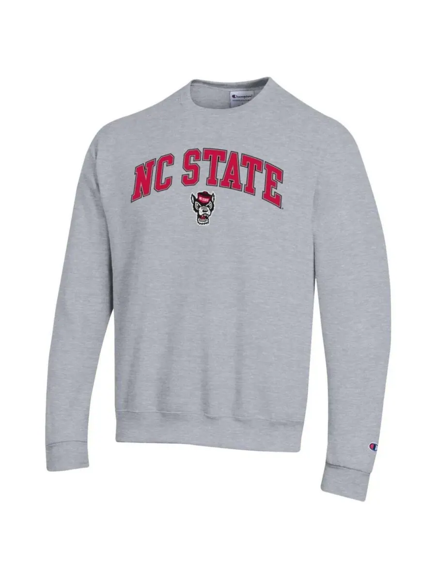 Champion Мужская толстовка-пуловер серого цвета с логотипом NC State Wolfpack Arch Over Logo — изображение 2 из 3, серый