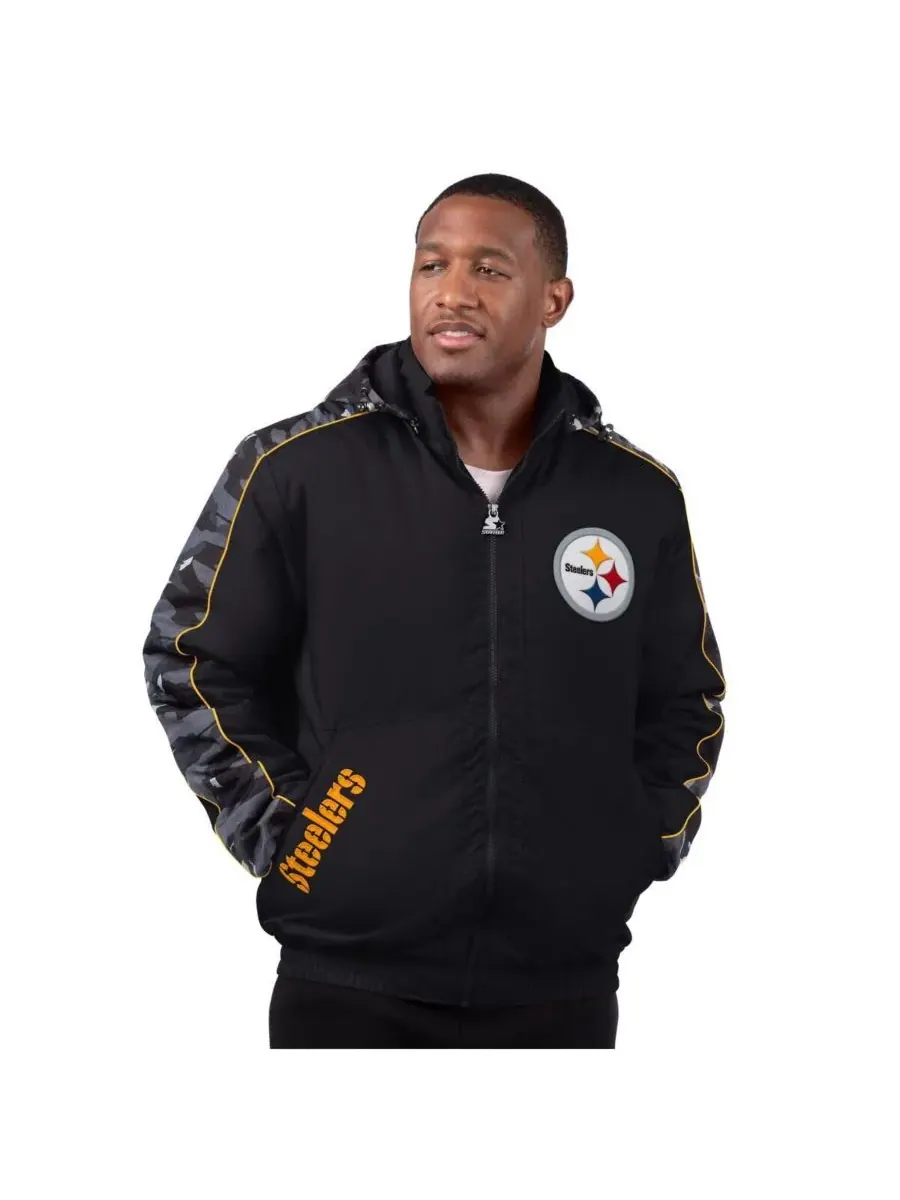 Starter Мужская черная куртка на молнии с символикой команды Pittsburgh Steelers Thursday Night — изображение 1 из 2, черный