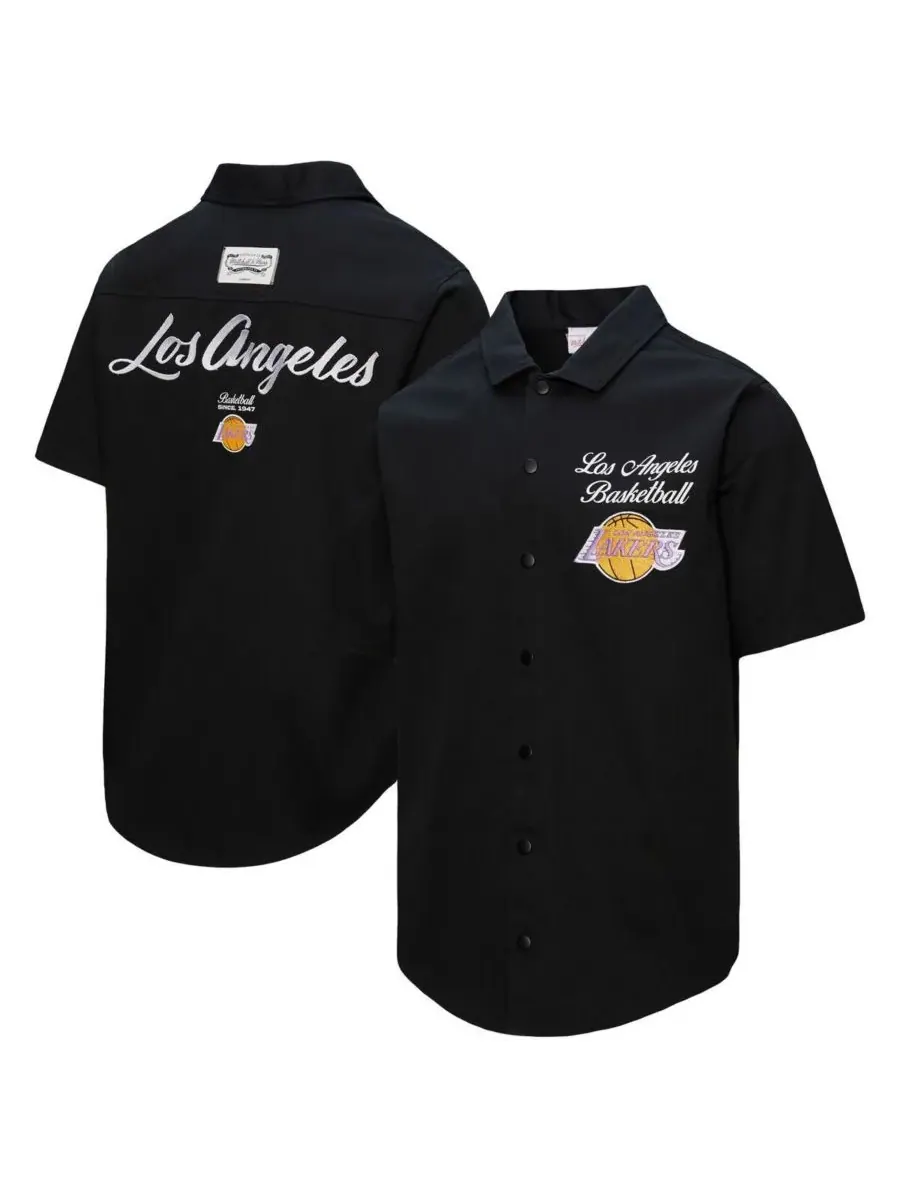 Mitchell & Ness Мужская черная футболка Los Angeles Lakers Hardwood Classics Camp — изображение 1 из 5, черный