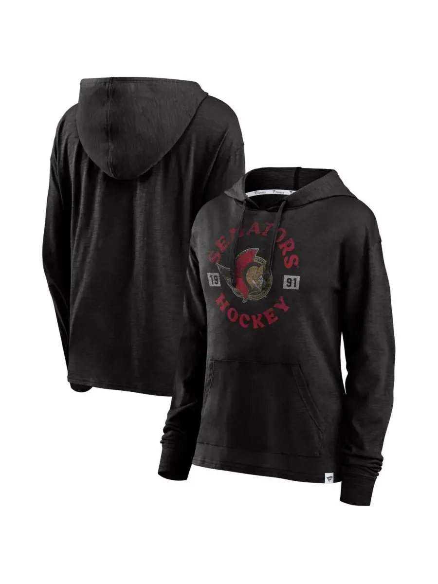 Fanatics Женская толстовка с капюшоном Heather Black Ottawa Senators True Classic Pullover Hoodie — изображение 1 из 3