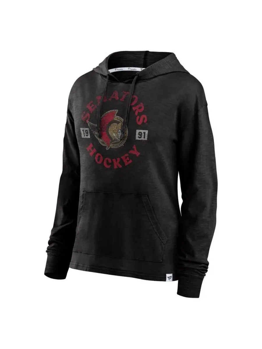 Fanatics Женская толстовка с капюшоном Heather Black Ottawa Senators True Classic Pullover Hoodie — изображение 3 из 3