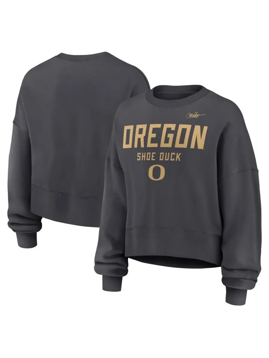 Nike Женская толстовка с изображением угольно-серых ботинок Oregon Ducks — изображение 1 из 3, темно-серый