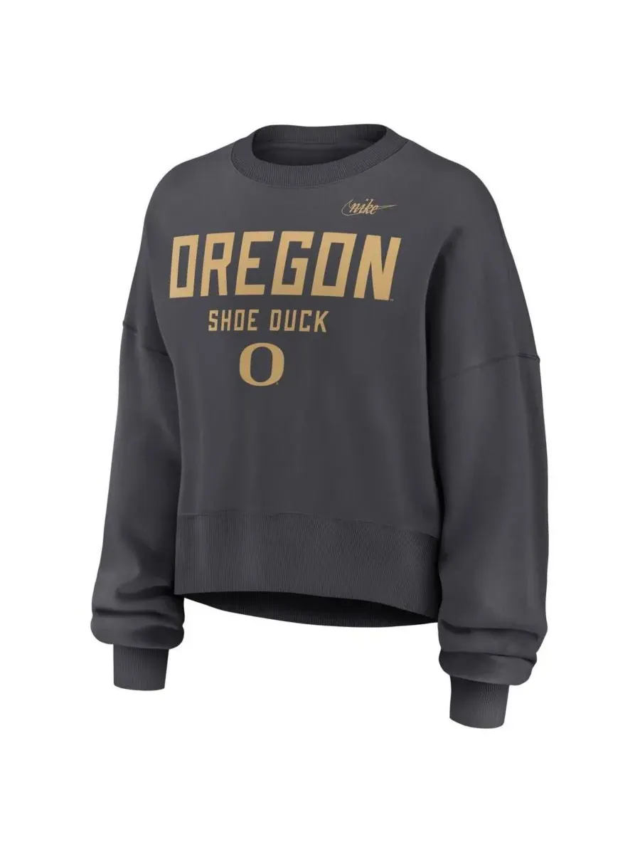 Nike Женская толстовка с изображением угольно-серых ботинок Oregon Ducks — изображение 2 из 3, темно-серый