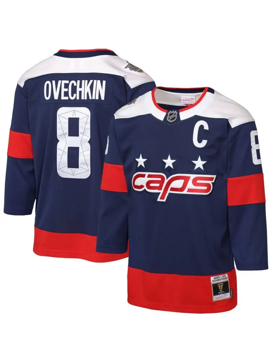 Mitchell & Ness Большая футболка Александра Овечкина темно-синего цвета команды Washington — изображение 1 из 3, темно-синий