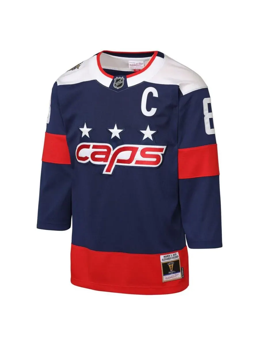 Mitchell & Ness Большая футболка Александра Овечкина темно-синего цвета команды Washington — изображение 2 из 3, темно-синий